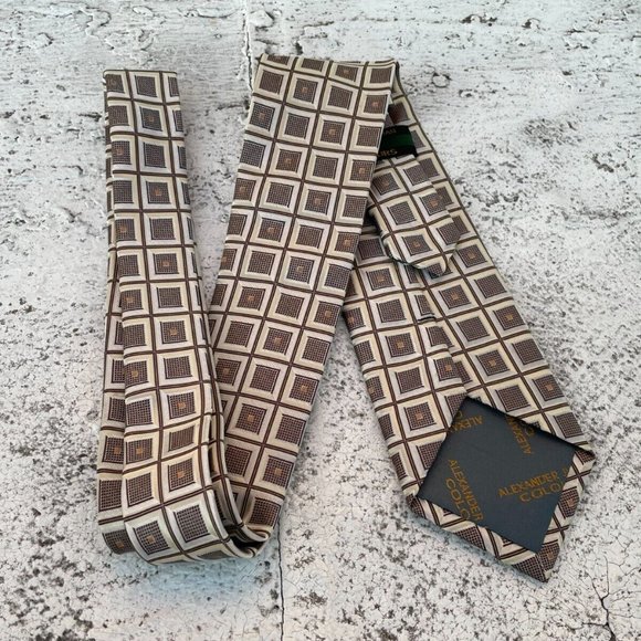 Alexander Julian Colours Men Tie Brown/Beige Tone Necktie Classic Tie - Picture 2 of 10